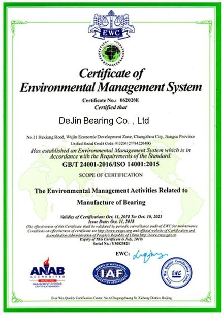 Porcellana DEJIN BEARING CO.,LTD. Certificazioni